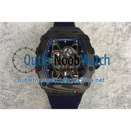 Replica Richard Mille RM35-01 Rafael Nadal Forged Carbon Skeleton Blue Dial Blue Nylon Strap M9015