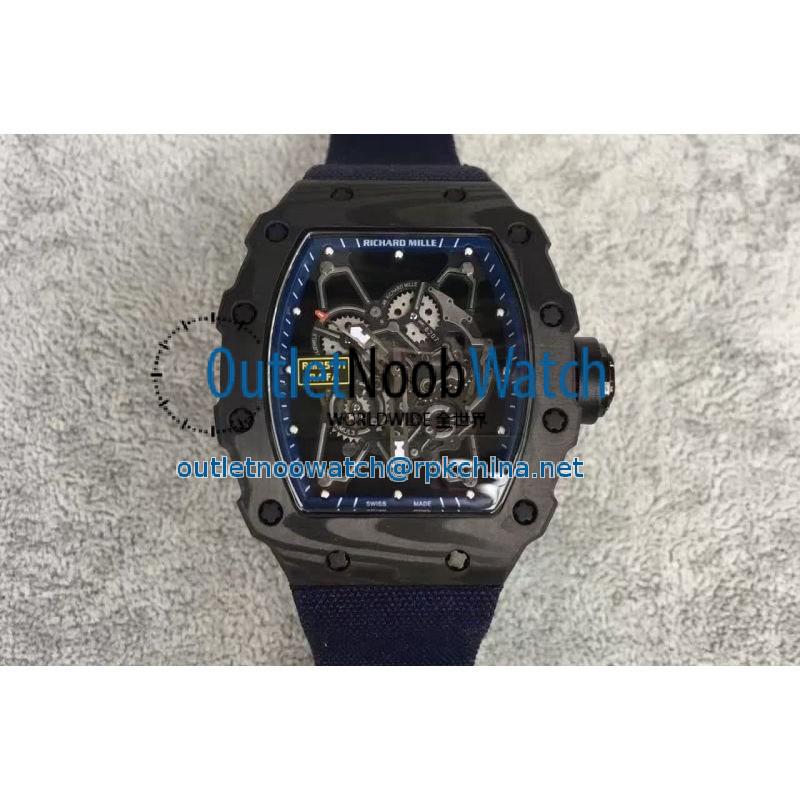 Replica Richard Mille RM35-01 Rafael Nadal Forged Carbon Skeleton Blue Dial Blue Nylon Strap M9015