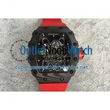 Replica Richard Mille RM35-01 Rafael Nadal Forged Carbon Skeleton Black Dial Red Nylon Strap M9015