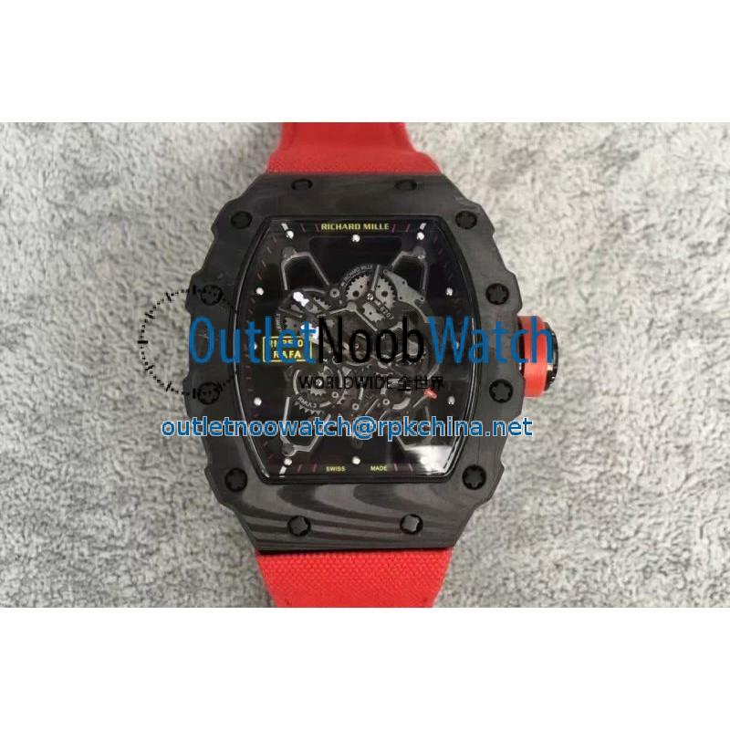 Replica Richard Mille RM35-01 Rafael Nadal Forged Carbon Skeleton Black Dial Red Nylon Strap M9015