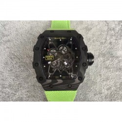 Replica Richard Mille RM35-01 Rafael Nadal Forged Carbon Skeleton Black Dial Green Nylon M9015