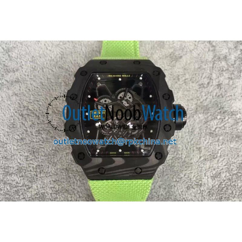 Replica Richard Mille RM35-01 Rafael Nadal Forged Carbon Skeleton Black Dial Green Nylon M9015