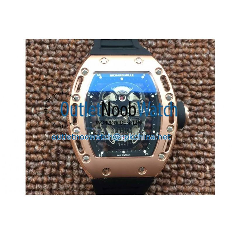 Replica Richard Mille RM052 Rose Gold Black Skull Dial M6T51