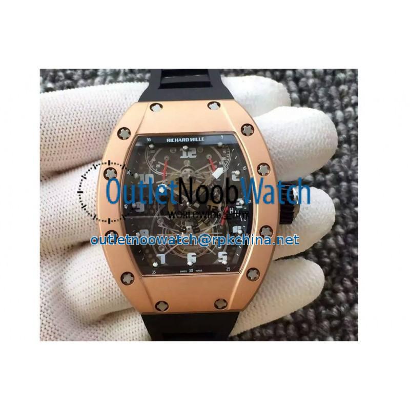 Replica Richard Mille RM022 Aerodyne Dual Time Zone Rose Gold Skeleton Dial M9015