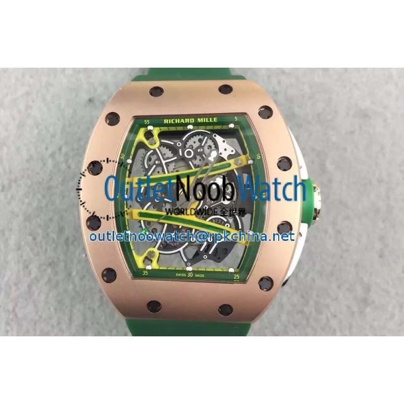 Replica Richard Mille RM61 Rose Gold Green Skeleton Dial M9015