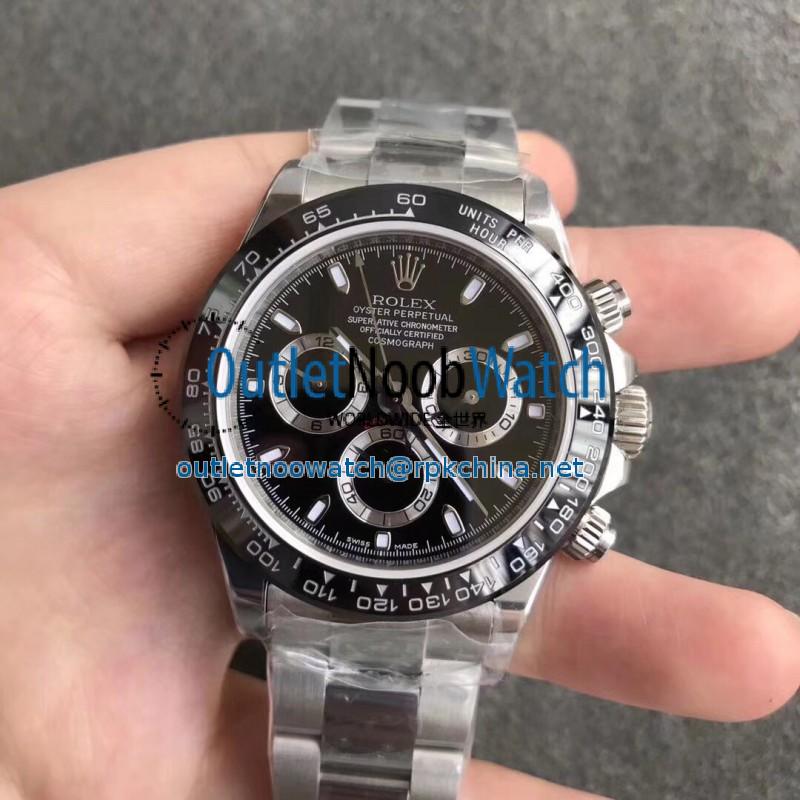 Replica Rolex Daytona Cosmograph 116500LN N Stainless Steel Black Dial Swiss 7750 Run 6@SEC