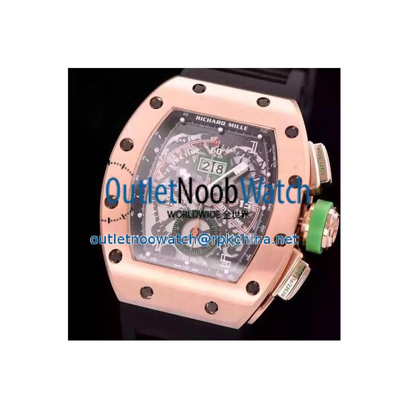 Replica Richard Mille RM011-01 R Mancini Chronograph Rose Gold Black Dial Swiss 7750