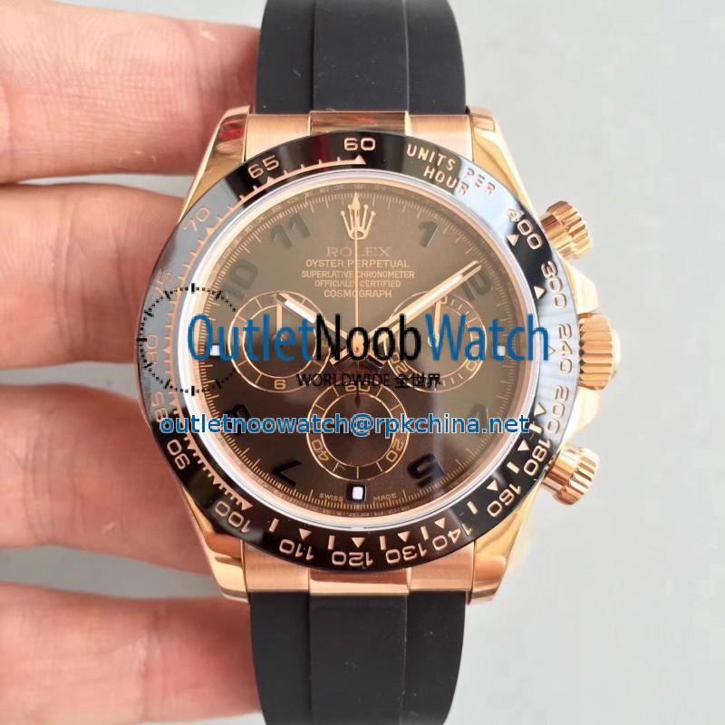 Replica Rolex Daytona Cosmograph 116515LN AR Rose Gold Chocolate Dial Swiss 4130 Run 6@SEC