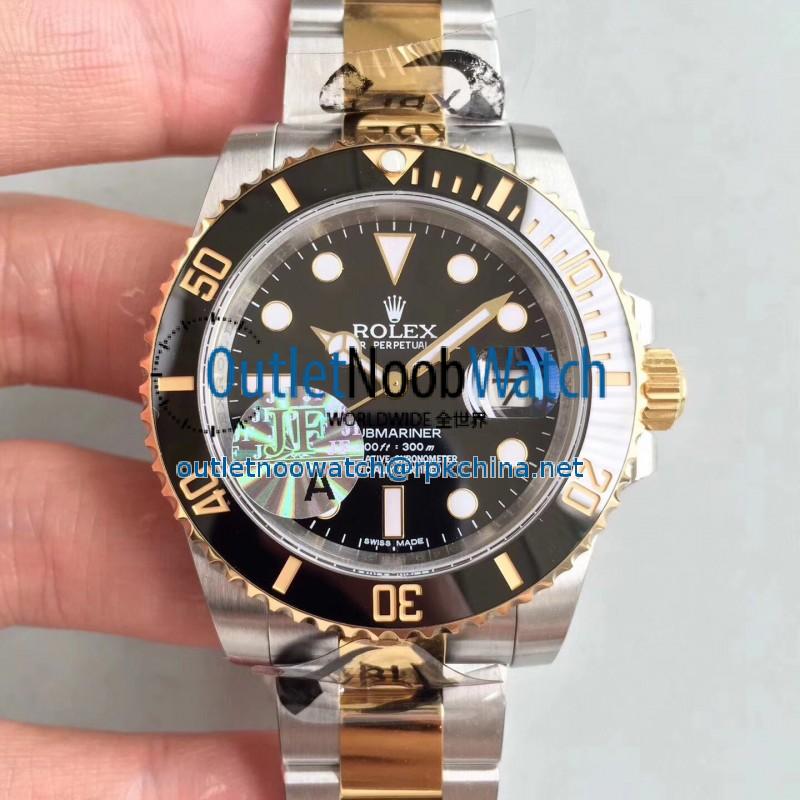 Replica Rolex Submariner Date 116613LN JF Yellow Gold & Stainless Steel Black Dial Swiss 3135