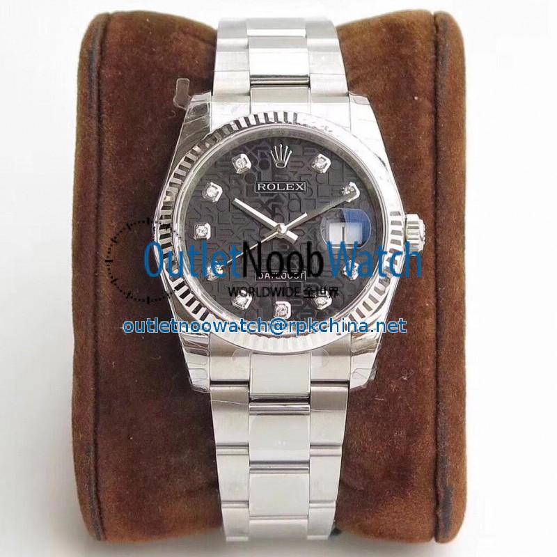 Replica Rolex Datejust 36MM 116234 DJ Stainless Steel 904L Black Anniversary Jubilee Dial Swiss 3135