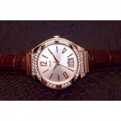 Replica Piaget Polo Rose Gold & Diamonds Silver Dial M9015