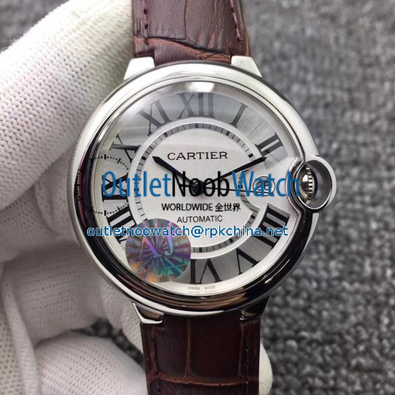 Replica Ballon Bleu De Cartier 42MM W6901351 AJ Stainless Steel Silver Dial Swiss 2824-2