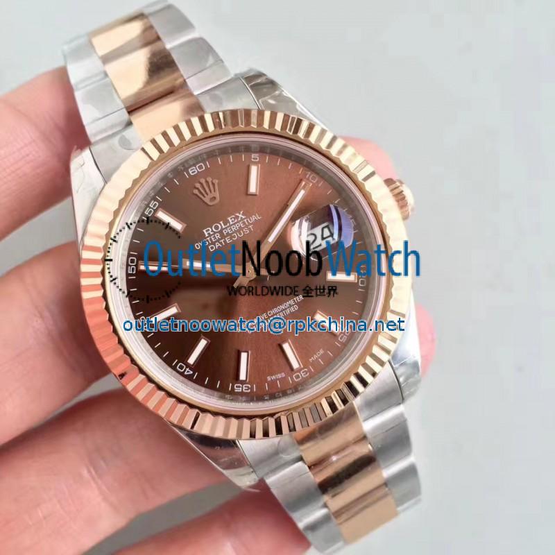 Replica Rolex Datejust II 116333 41MM EW Stainless Steel & Rose Gold Chocolate Dial Swiss 3136