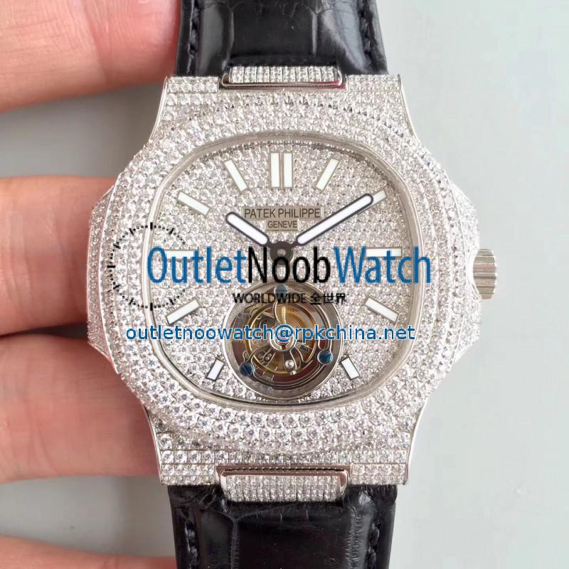 Replica Patek Philippe Nautilus Jumbo 5711 R8 Stainless Steel & Diamonds Diamond Dial Swiss Tourbillon