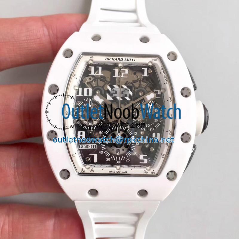 Replica Richard Mille RM011-FM Felipe Massa Flyback Dubai Chronograph KV White Ceramic White Skeleton Dial Swiss 7750