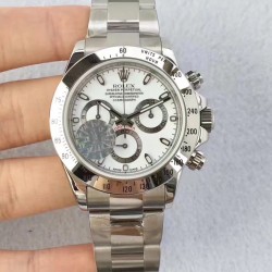 Replica Rolex Daytona Cosmograph 116520 JF Stainless Steel White Dial Swiss 7750 Run 6@SEC