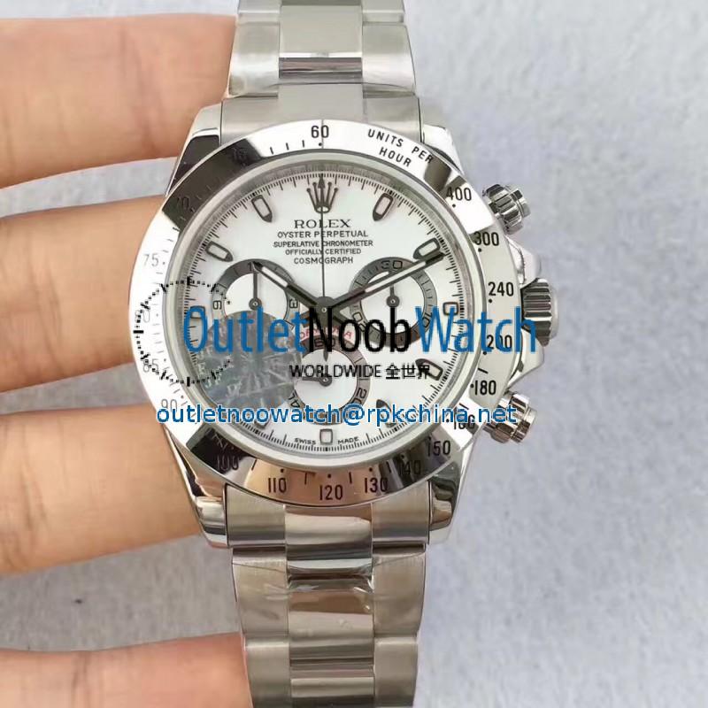 Replica Rolex Daytona Cosmograph 116520 JF Stainless Steel White Dial Swiss 7750 Run 6@SEC