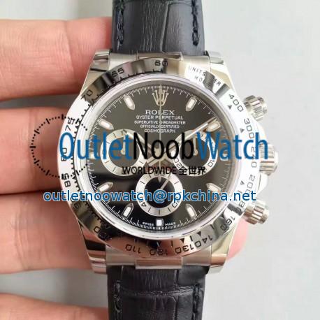 Replica Rolex Daytona Cosmograph 116520 JH Stainless Steel Black Dial Swiss 4130 Run 6@SEC