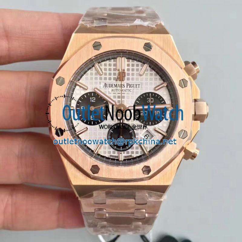 Replica Audemars Piguet Royal Oak Chronograph 26331 JH Rose Gold Silver Dial Swiss 7750