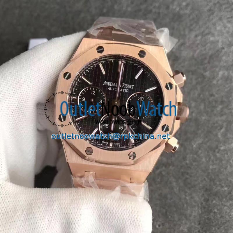 Replica Audemars Piguet Royal Oak Chronograph 26331 JH Rose Gold Black Dial Swiss 7750