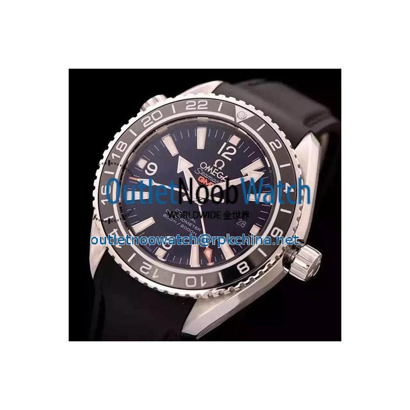 Replica Omega Seamaster Planet Ocean GMT Stainless Steel Black Dial  Swiss 8605