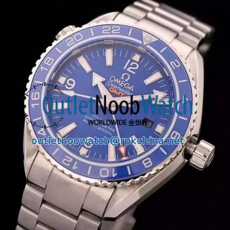 Replica Omega Seamaster Planet Ocean GMT Stainless Steel Blue Dial  Swiss 8605