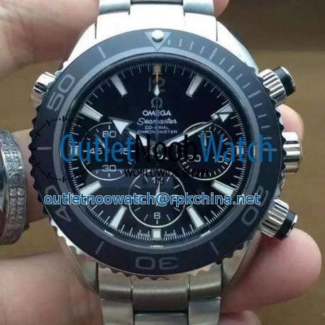 Replica Omega Seamaster Planet Ocean Chronograph 45MM Stainless Steel Black Dial Swiss 7750