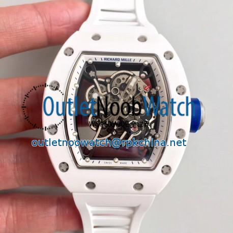 Replica Richard Mille RM55 KV White Ceramic White Skeleton Dial M8215