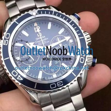 Replica Omega Seamaster Planet Ocean Chronograph 45MM Stainless Steel Blue Dial Swiss 7750