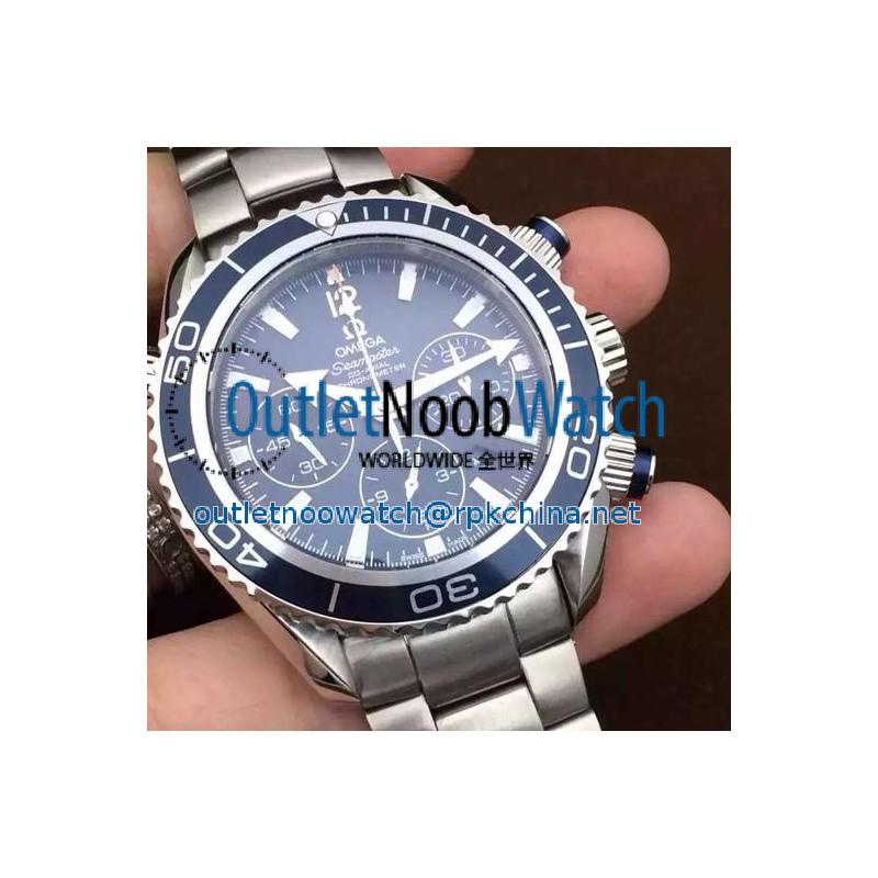 Replica Omega Seamaster Planet Ocean Chronograph 45MM Stainless Steel Blue Dial Swiss 7750