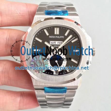 Replica Patek Philippe Nautilus Annual Calendar Moonphase 5726/1A-001 KM V2 Stainless Steel Black Dial Swiss 324 S QA LU 24H/303