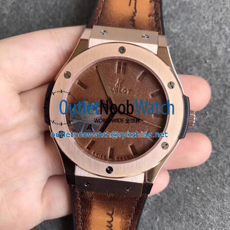 Replica Hublot Classic Fusion Berluti Scritto 511.OX.0500.VR.BER16 SR V2 Rose Gold Brown Leather Dial Swiss HUB1100