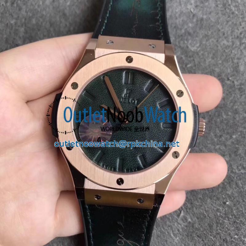 Replica Hublot Classic Fusion Berluti Scritto 511.OX.0500.VR.BER16 SR V2 Rose Gold Green Leather Dial Swiss HUB1100