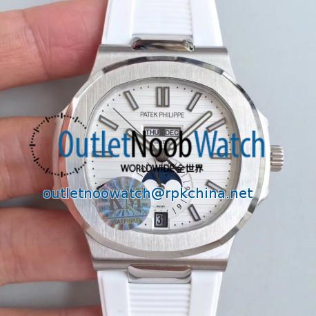 Replica Patek Philippe Nautilus Annual Calendar Moonphase 5726A KM V2 Stainless Steel White Dial Swiss 324 S QA LU 24H/303