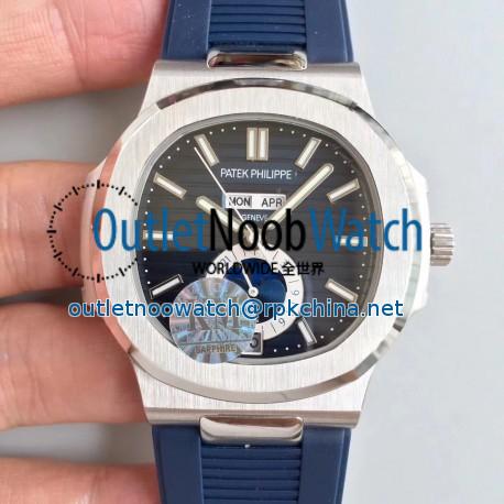 Replica Patek Philippe Nautilus Annual Calendar Moonphase 5726A KM V2 Stainless Steel Blue Dial Swiss 324 S QA LU 24H/303