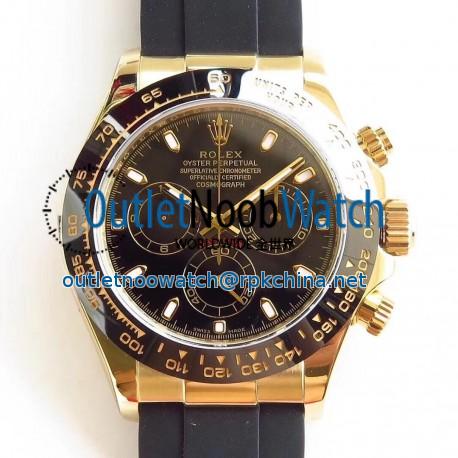 Replica Rolex Daytona Cosmograph 116518LN AR Yellow Gold Black Dial Swiss 4130 Run 6@SEC