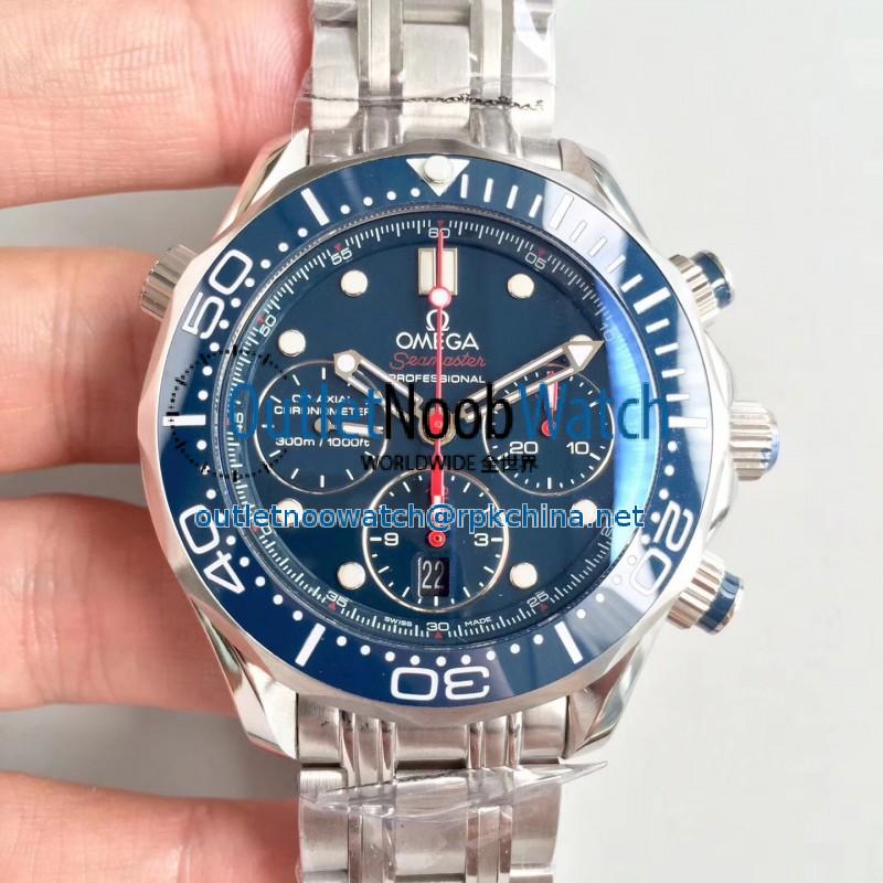 Replica Omega Seamaster Diver 300M Co-Axial Chronograph 44MM 212.30.44.50.03.001 OM Stainless Steel Blue Dial Swiss 7753