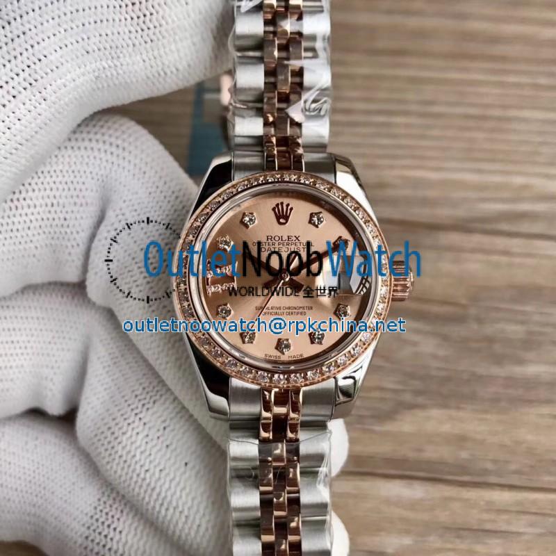 Replica Rolex Lady Datejust 28 279381RBR 28MM WF Stainless Steel & Rose Gold Rose Gold Dial Swiss 2671