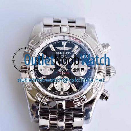 Replica Breitling Chronomat 44 AB011012/B967/375A GF Stainless Steel Black Dial Swiss 7750