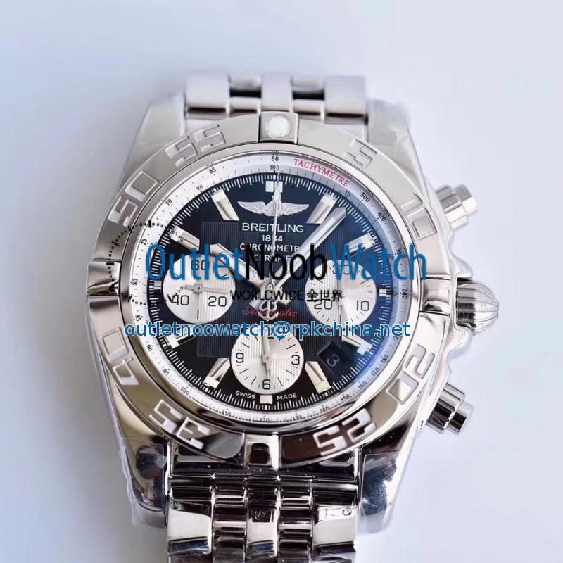 Replica Breitling Chronomat 44 AB011012/B967/375A GF Stainless Steel Black Dial Swiss 7750