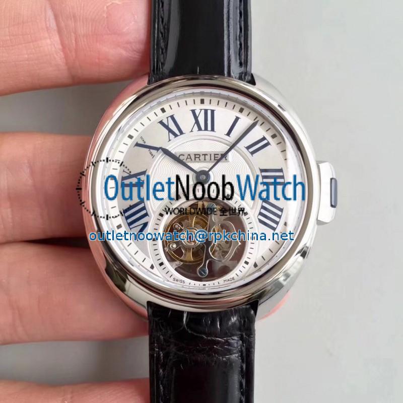 Replica Ballon Bleu De Cartier Flying Tourbillon HPI00716 39MM TF Stainless Steel White Dial Swiss 9452MC