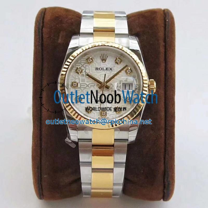 Replica Rolex Datejust 36MM 116234 DJ Stainless Steel 904L & Yellow Gold Silver Anniversary Jubilee Dial Swiss 3135