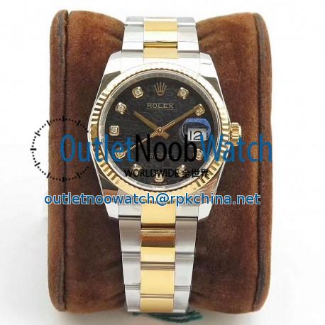 Replica Rolex Datejust 36MM 116234 DJ Stainless Steel 904L & Yellow Gold Black Anniversary Jubilee Dial Swiss 3135