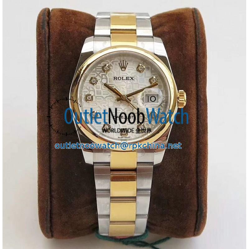 Replica Rolex Datejust 36MM 116234 DJ Stainless Steel 904L & Yellow Gold Silver Anniversary Jubilee Dial Swiss 3135