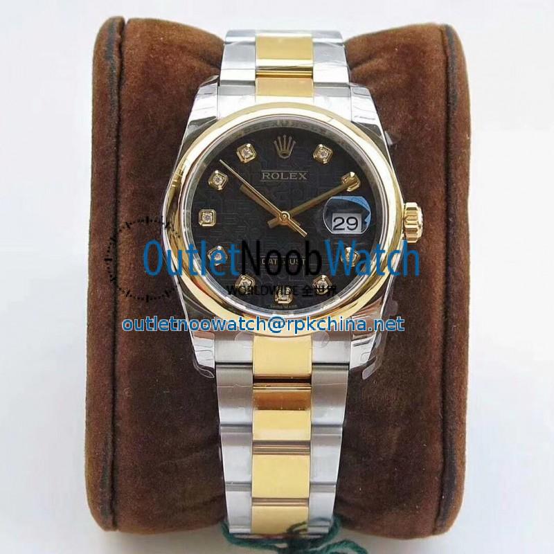 Replica Rolex Datejust 36MM 116234 DJ Stainless Steel 904L & Yellow Gold Black Anniversary Jubilee Dial Swiss 3135