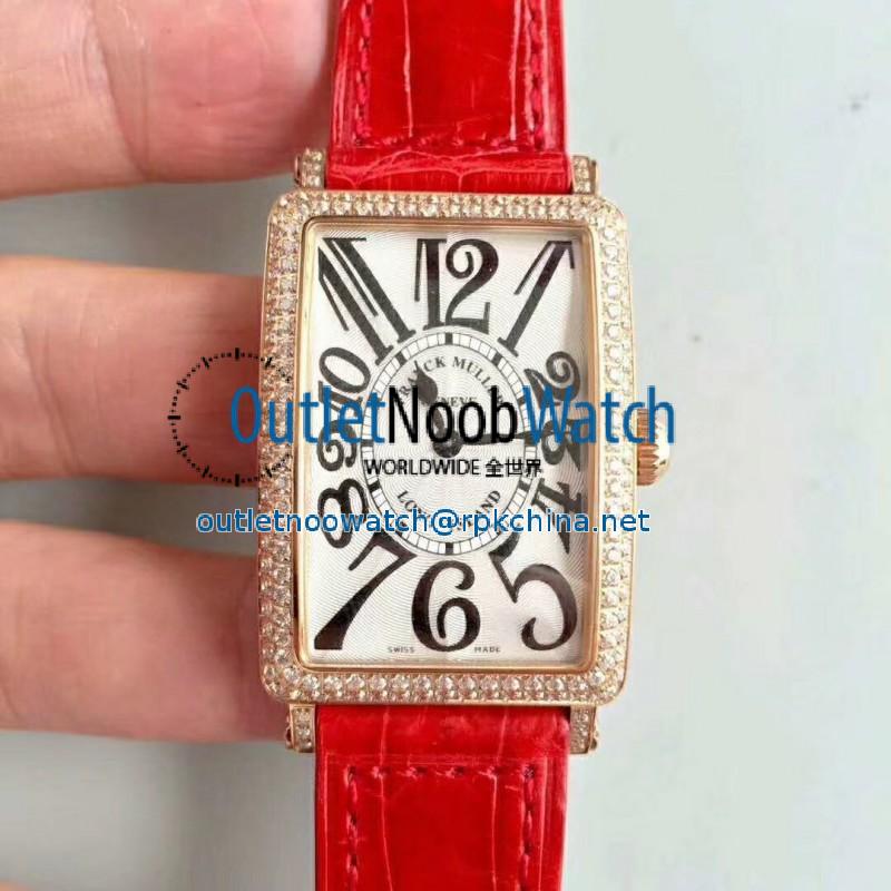 Replica Franck Muller Ladies Long Island 1952 952 QZ D CD GF Rose Gold & Diamonds Silver Dial Swiss Quartz