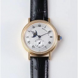 Replica Breguet Classique Moonphase 4396 GXG Yellow Gold & Diamond Silver Dial Swiss 5165R