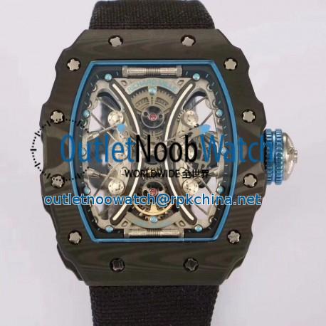 Replica Richard Mille RM53-01 Tourbillon Pablo Mac Donough KV Forged Carbon Skeleton Blue Dial M9015