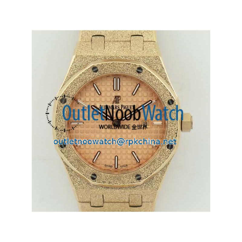 Replica Audemars Piguet Royal Oak Frosted Gold Quartz 33MM 67653 OM Rose Gold Rose Gold Dial Swiss 3132