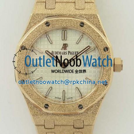 Replica Audemars Piguet Royal Oak Frosted Gold Quartz 33MM 67653 OM Rose Gold Silver Dial Swiss 3132